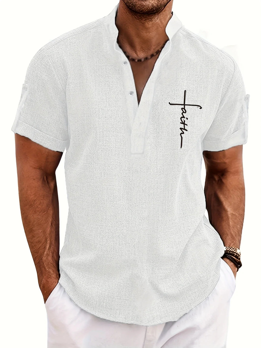 Elliott - Elegante Camicia a Maniche Corte Con Collo Alto