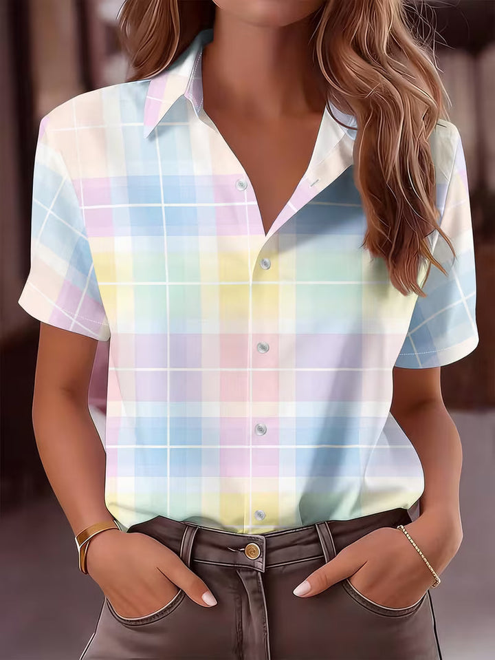 Harrell - Camicia a Maniche Corte con Motivo Scozzese