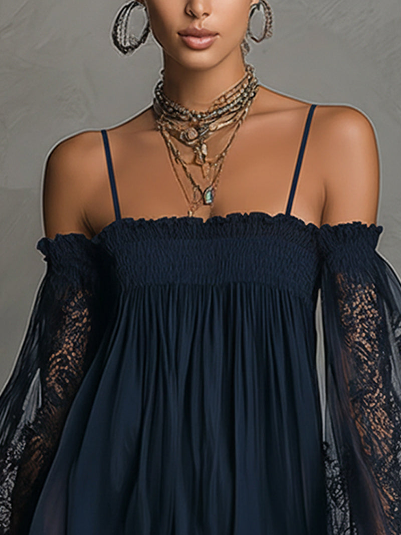 Charity - Abito in Pizzo con Spalle Scoperte