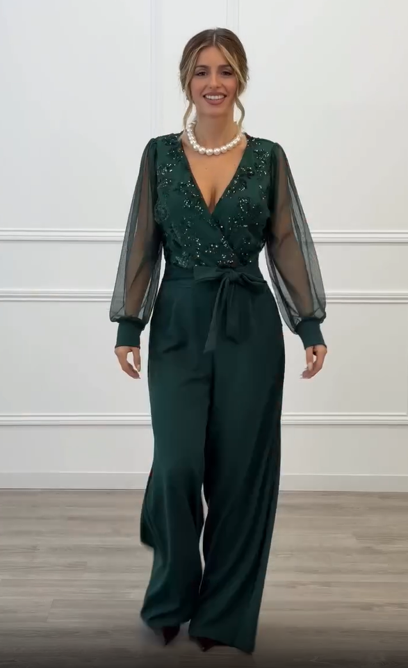 Meira - Tuta Con Maniche Lunghe in Maglia Decorata