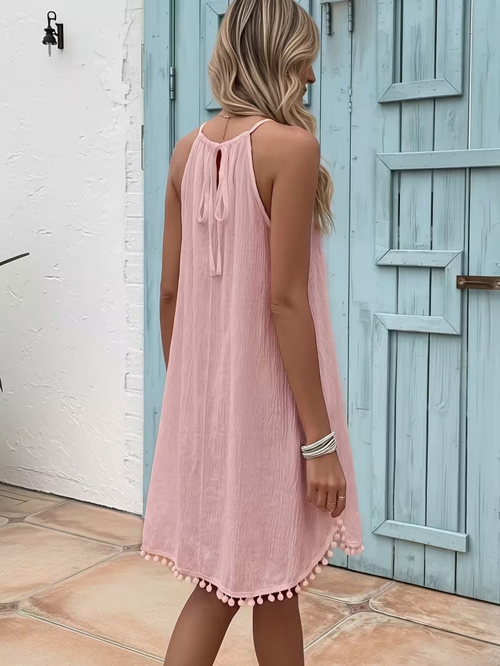 Shiena - Elegante Abito Con Scollo All'americana in Pizzo Lavorato All'uncinetto