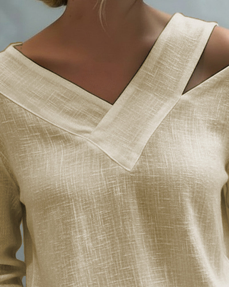 Makeeta - Elegante Top Con Scollo a V e Spalline