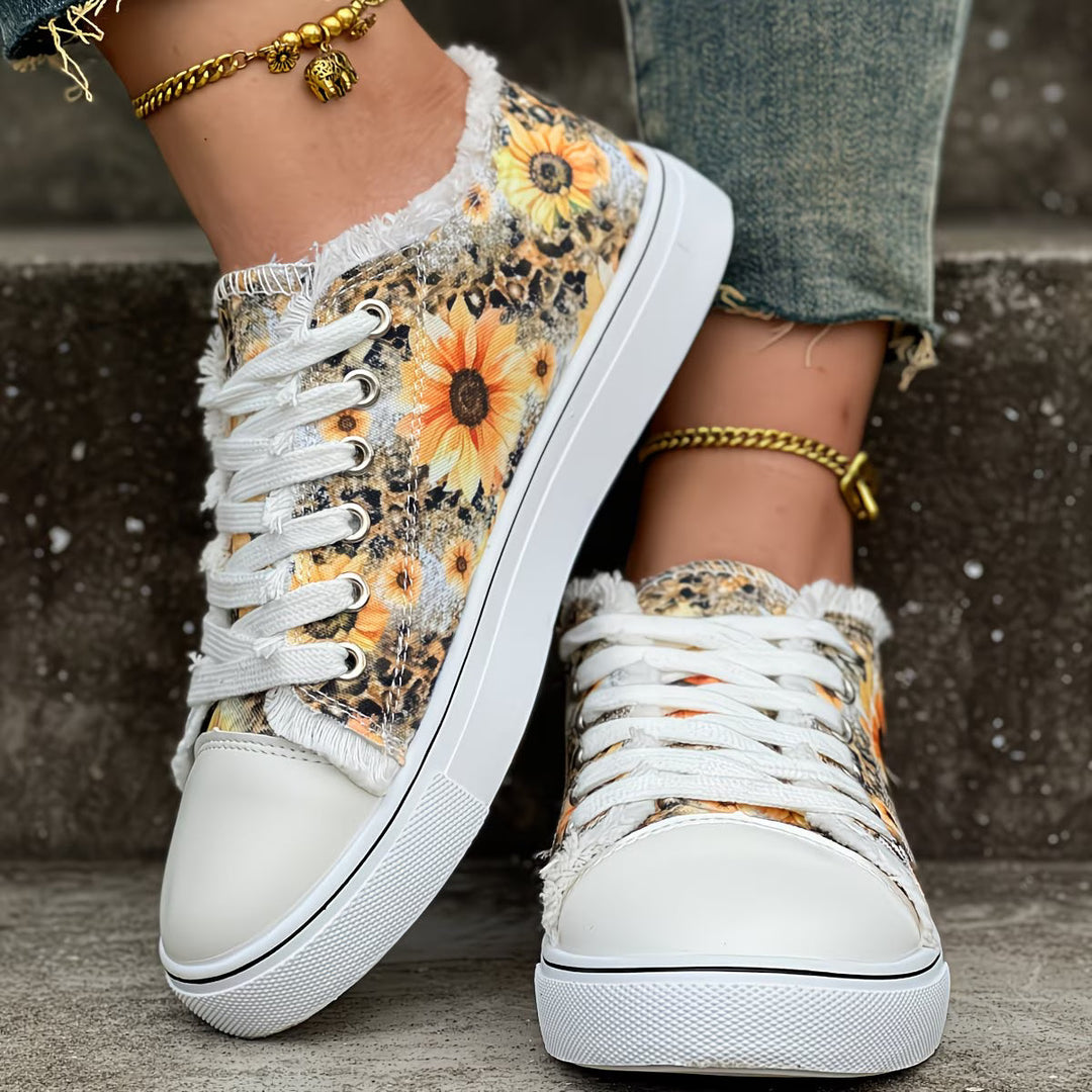 Portia - Sneaker Con Lacci e Stampa Girasole