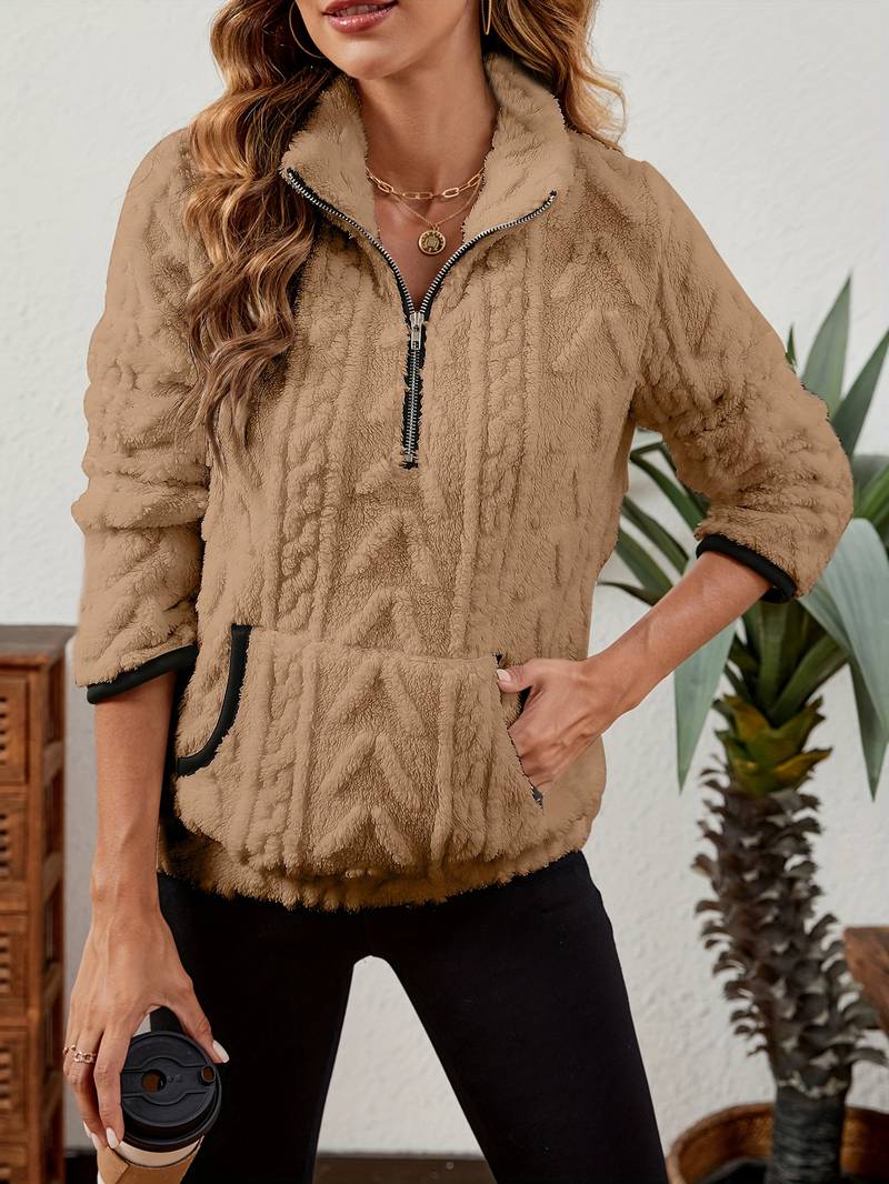 Naama - Maglione Elegante Con Mezza Zip e Tasca
