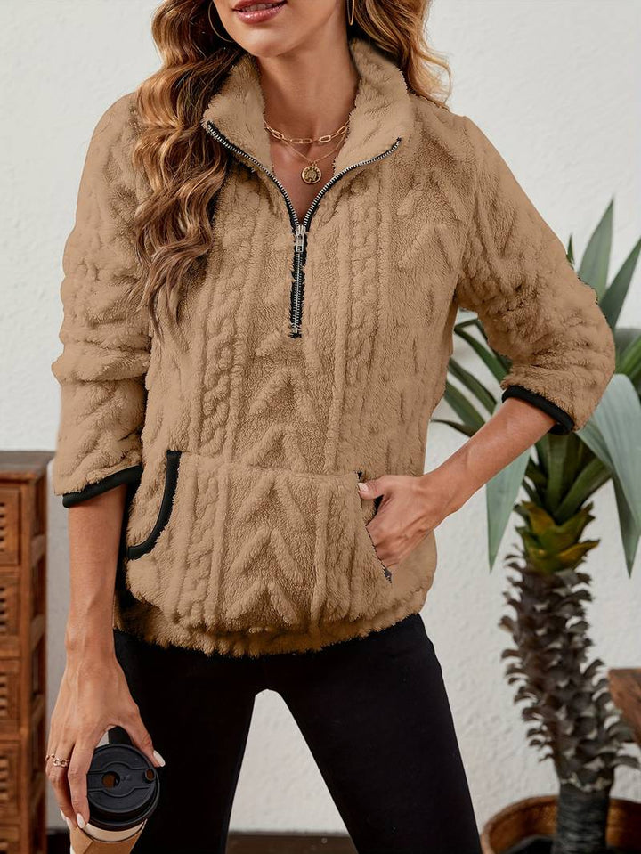 Naama - Maglione Elegante Con Mezza Zip e Tasca