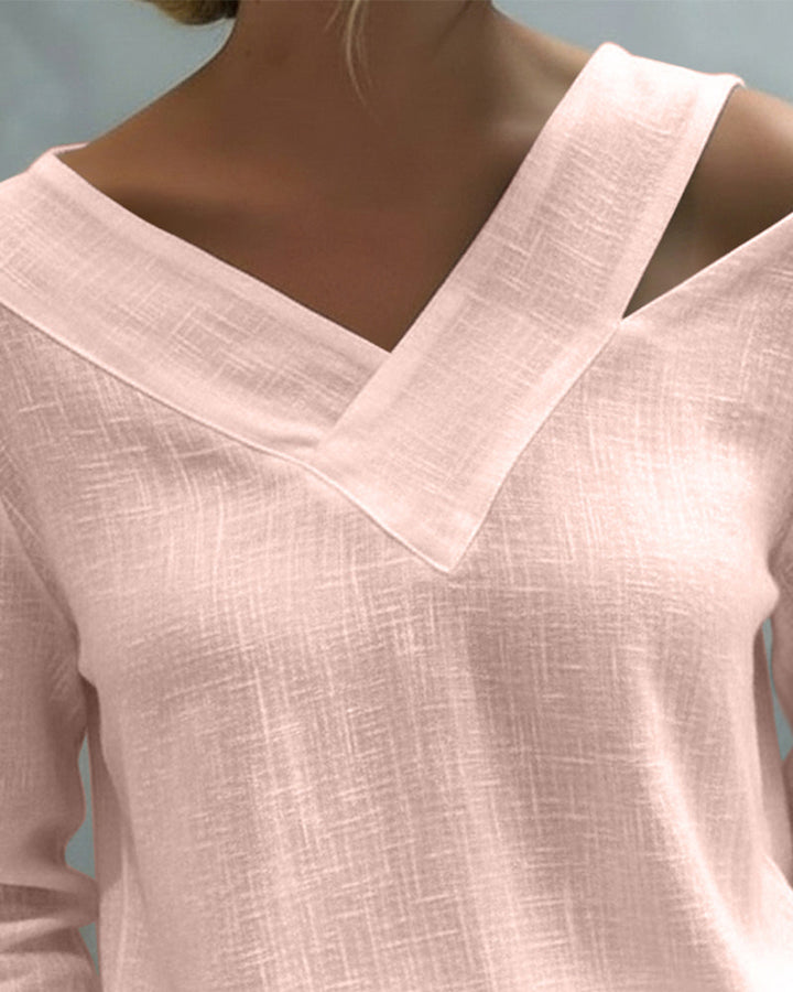 Makeeta - Elegante Top Con Scollo a V e Spalline