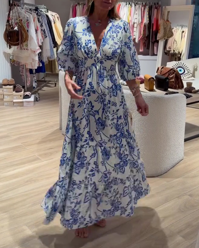 Lyssia - Elegante Abito Lungo Con Motivo Floreale