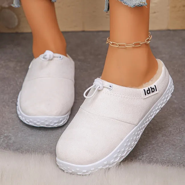 Damilya - Faux Suede Fleece Lined Drawstring Slip-On Shoes