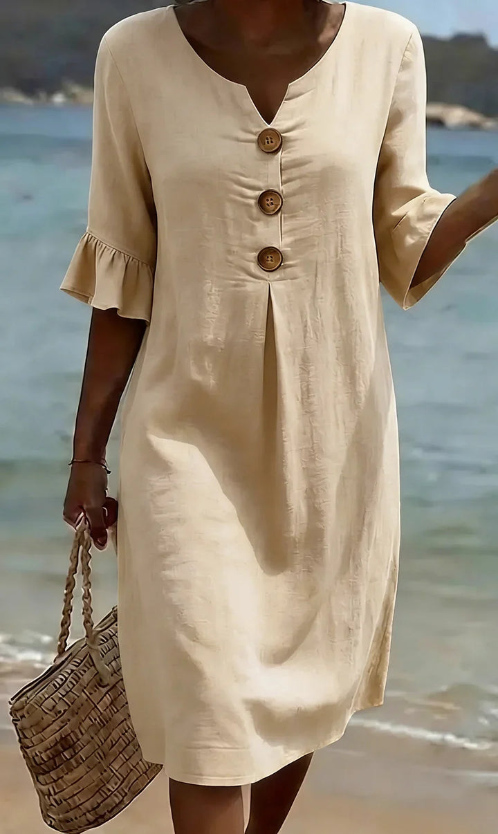 Mlaina - Elegante Abito Midi Con Bottoni