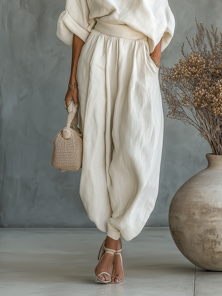 Abira - Set Composto Da Top Con Spalle Scoperte e Pantaloni Larghi