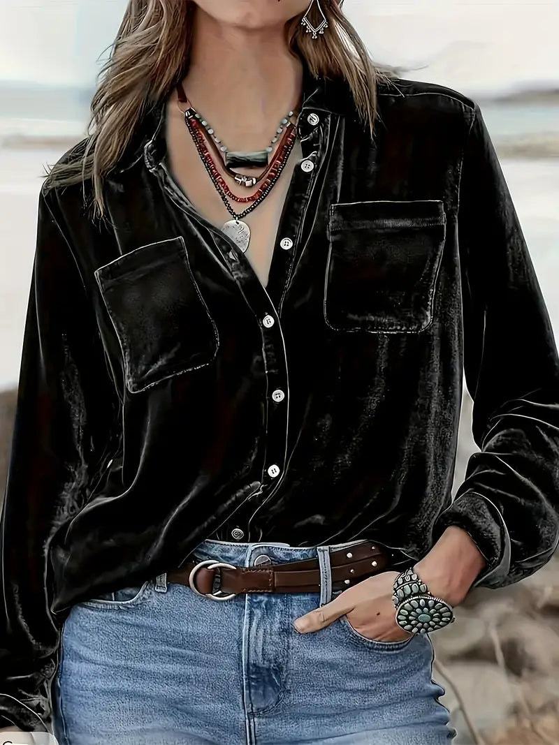 Geanie - Camicia a Maniche Lunghe Con Tasche Frontali