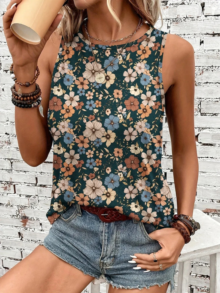 Lilou - Top Estivo Casual Con Stampa Floreale