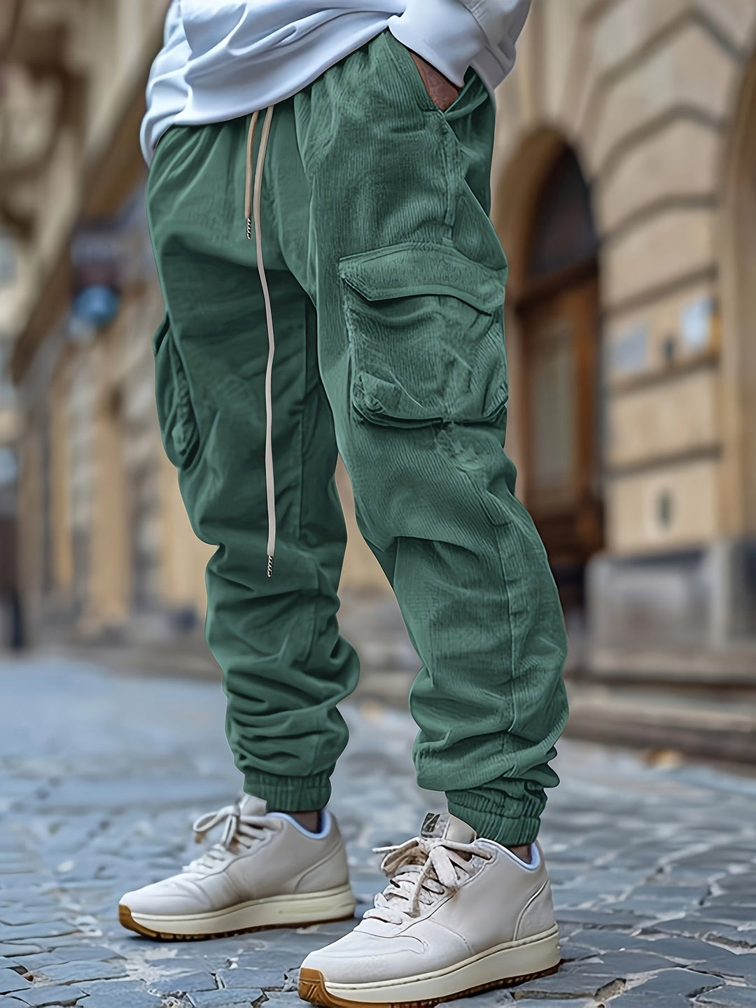 Genevieve - Pantaloni Jogging Velluto Coste Con Coulisse Vita