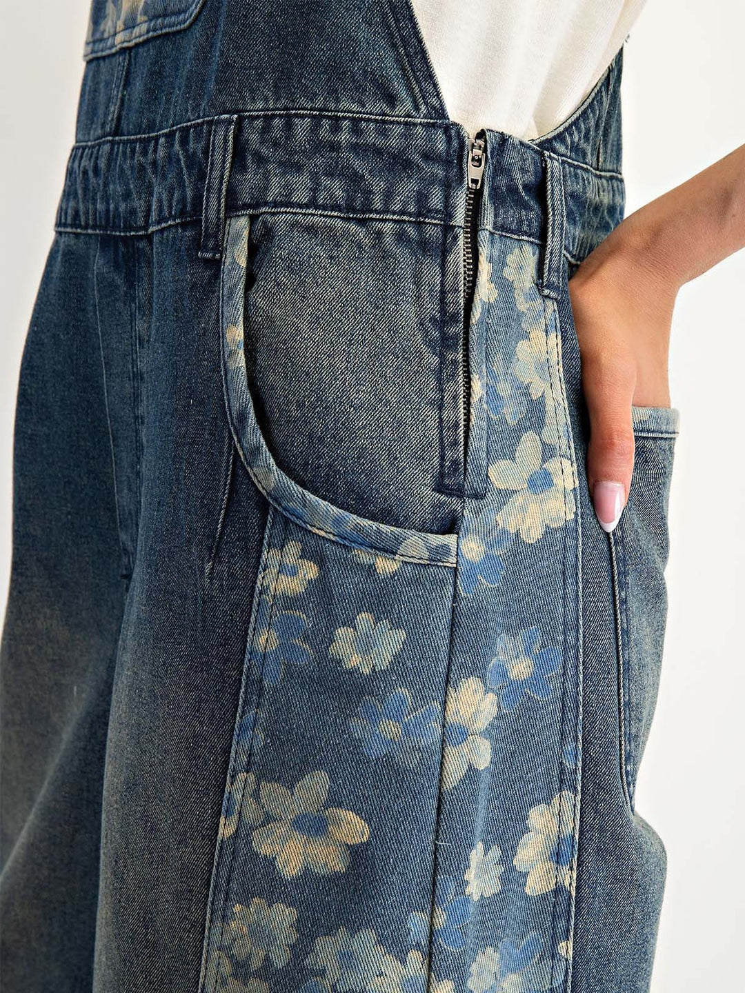 Yalita - Salopette in Denim con Fiori