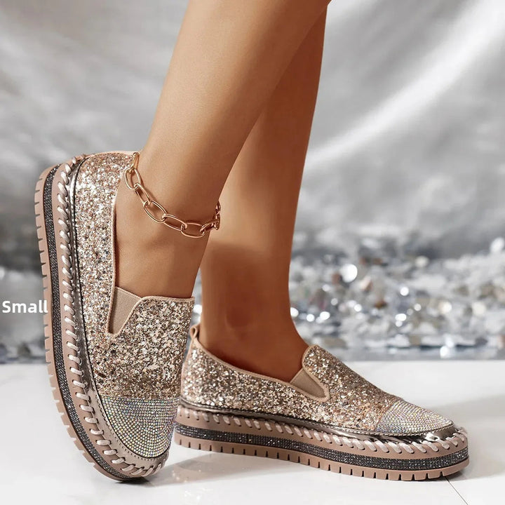 Lizka - Mocassini Con Plateau Glitter e Strass