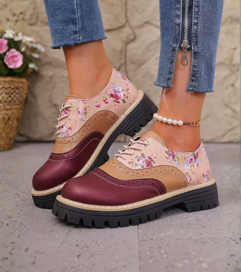 Kiela - Scarpe Oxford a Motivi Floreali Con Suola a Tasselli Spessi