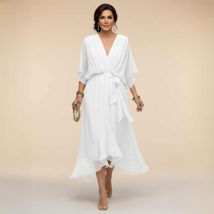 Harshani - Abito in Chiffon Con Scollo a V
