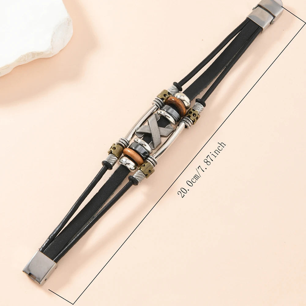 Garland - Bracciale a Polsino in Pelle a Strati con Croci
