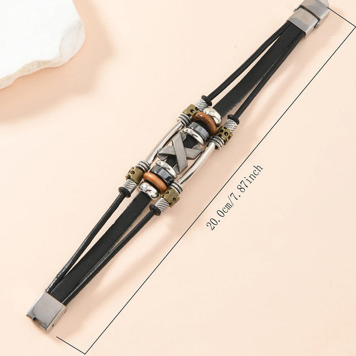 Garland - Bracciale a Polsino in Pelle a Strati con Croci