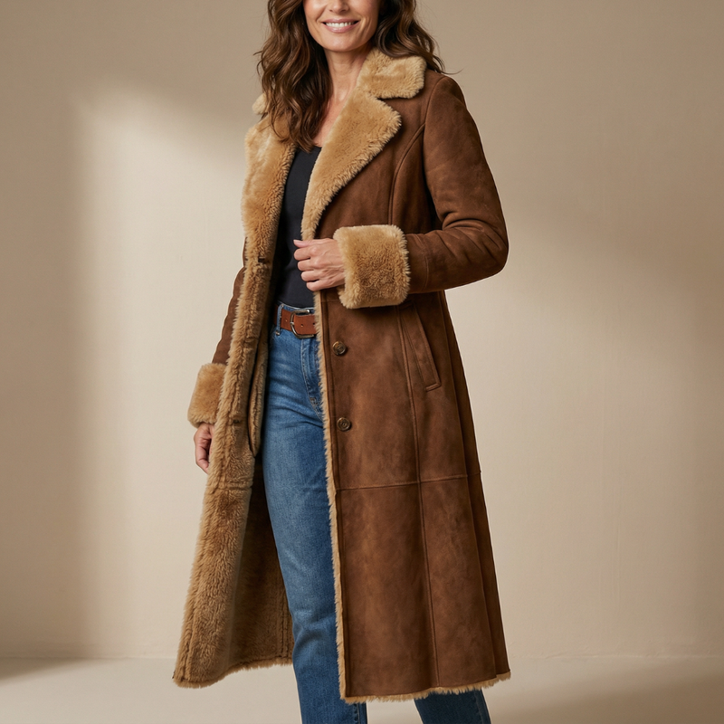 Zeeta - Cappotto Lungo Vintage Con Pelliccia Sintetica