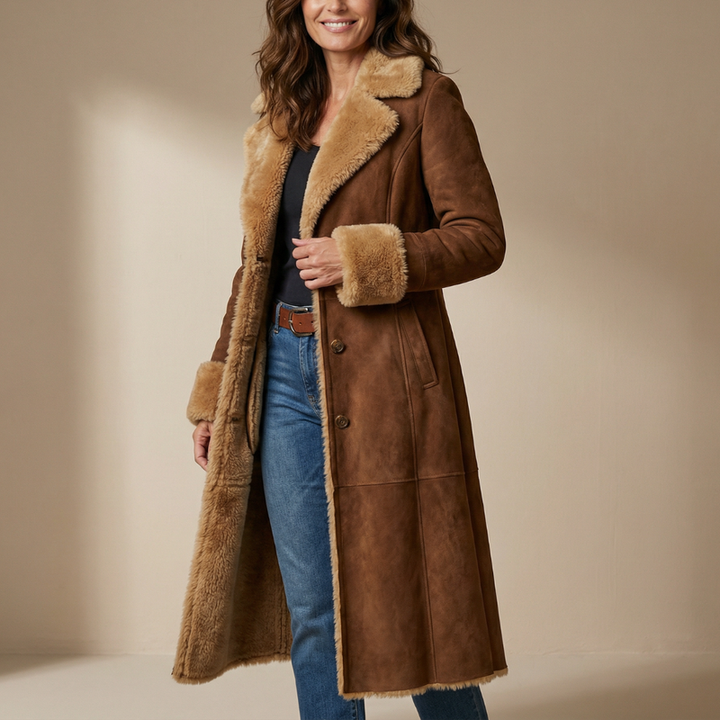 Zeeta - Cappotto Lungo Vintage Con Pelliccia Sintetica
