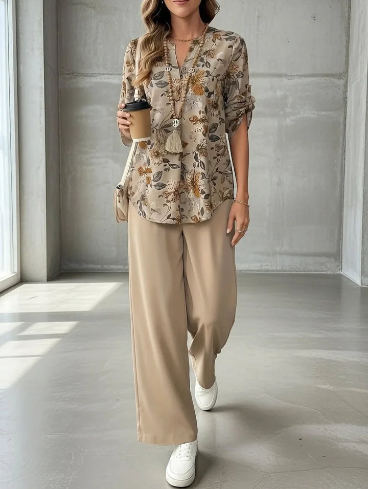 Kresimira - Elegante Completo a Due Pezzi Con Motivi Floreali