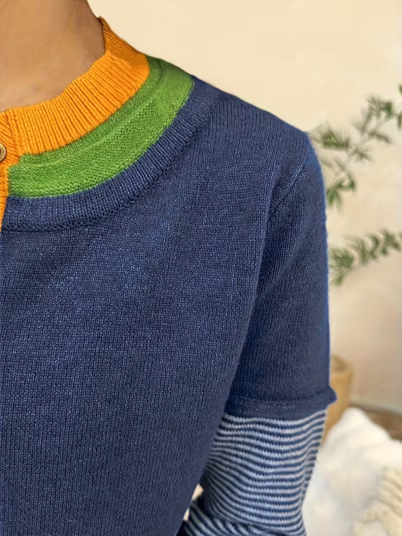Lokina - Maglione Lavorato a Maglia a Righe Color Block