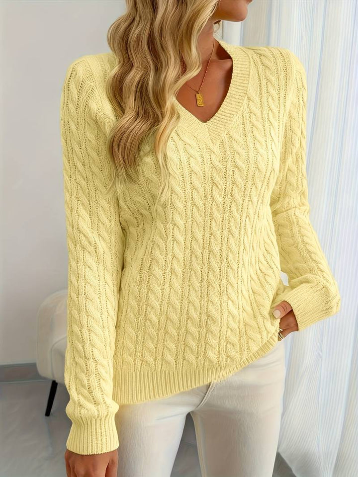 Zivah - Elegante Maglione a Coste Con Scollo a V