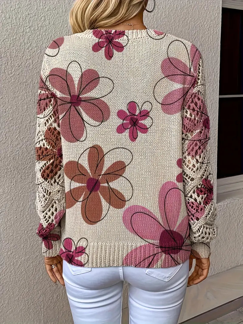 Marzena - Elegante Maglione a Maniche Lunghe Con Stampa Floreale