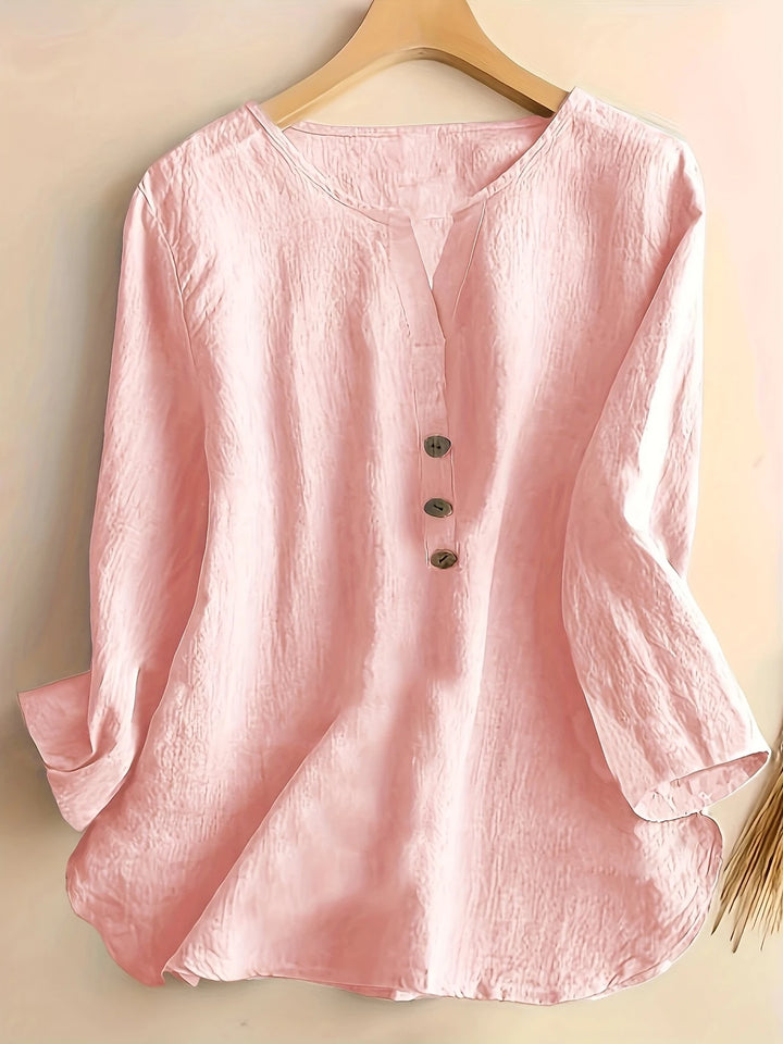 Mykaela - Camicetta Casuale In Cotone E Lino