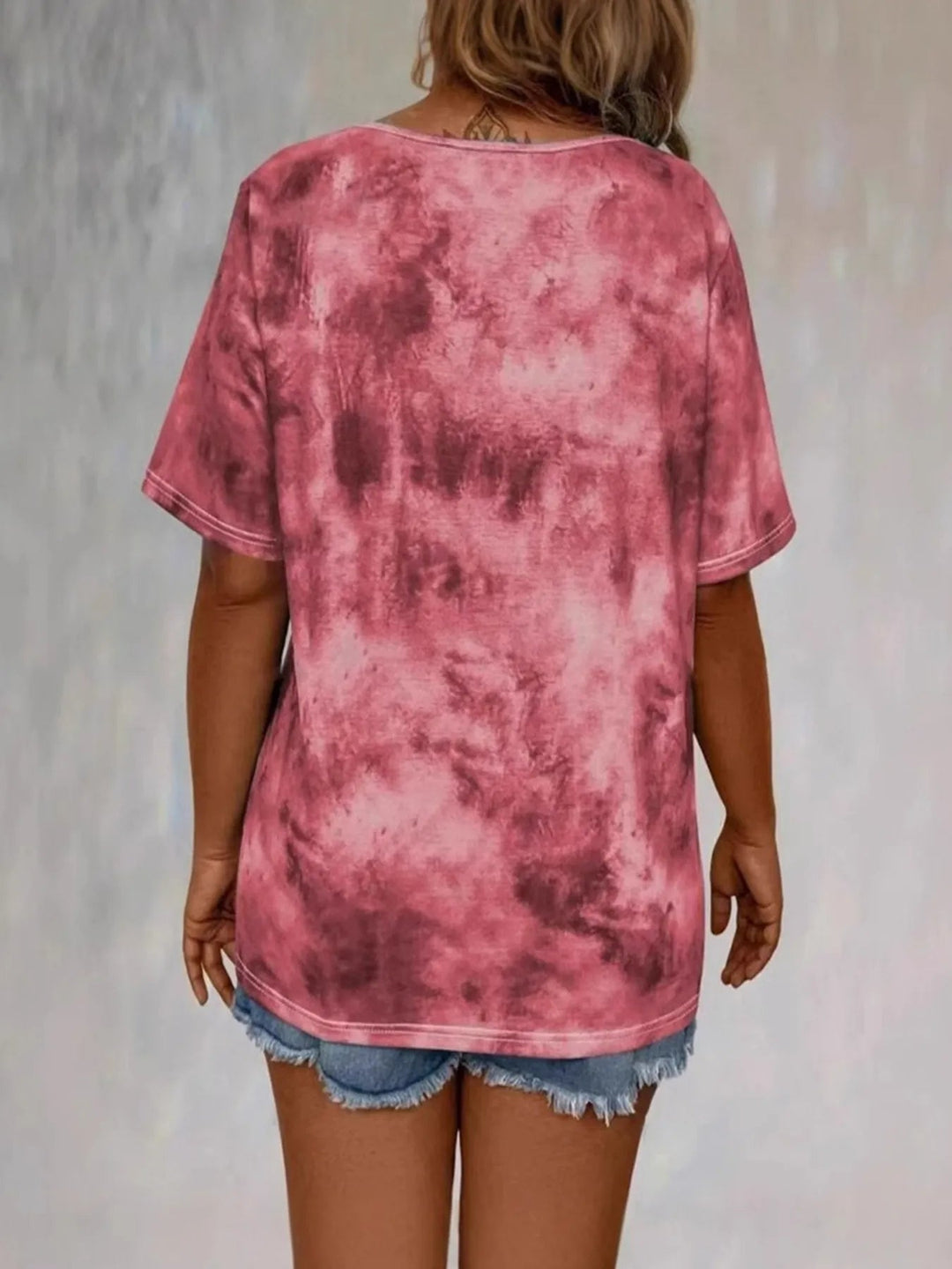 Rihanna - Maglietta Con Scollo a V e Lacci In Stile Tie-Dye