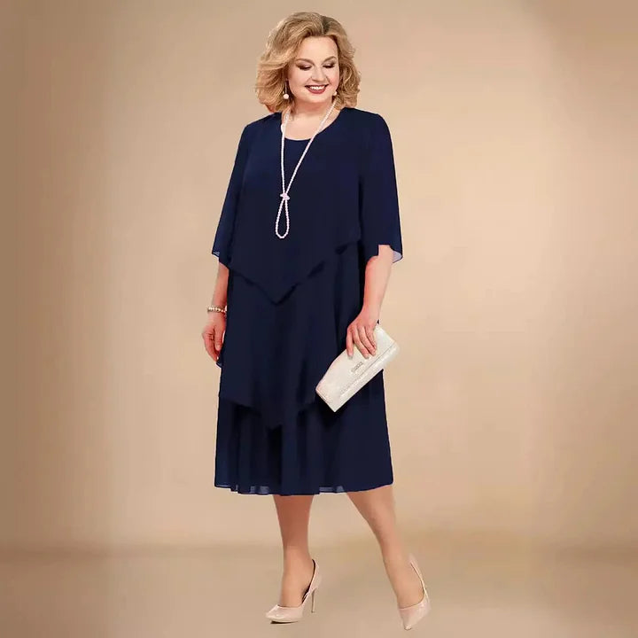 Leva - Elegante Abito In Panno Con Strati Irregolari