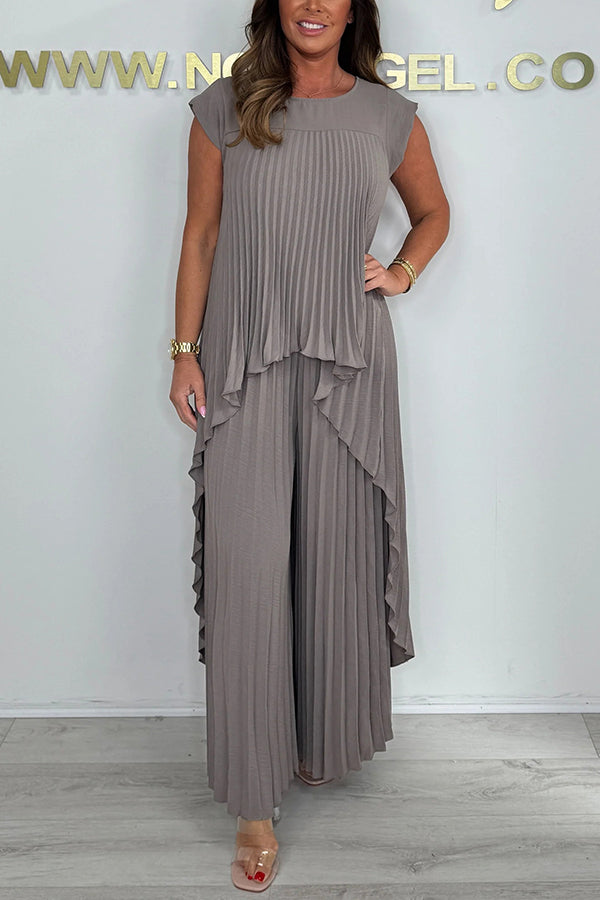Blithe – Top Midi Plissettato e Pantaloni a Gamba Larga