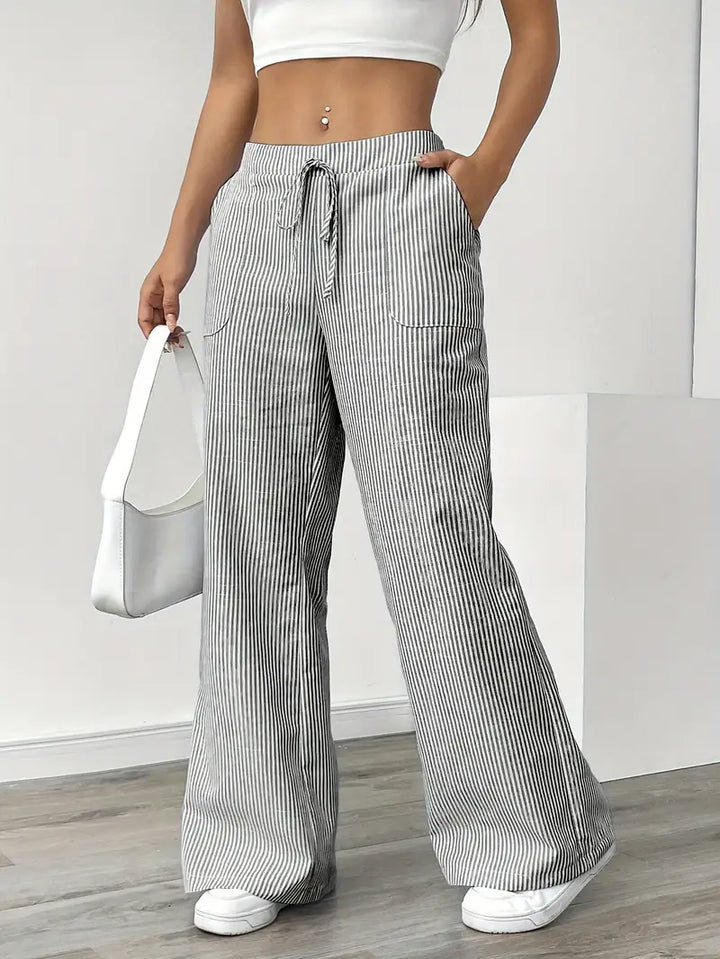 Alina - Elegante Pantalone A Righe Con Tasche