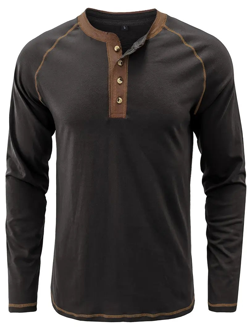 Sharma - Camicia Henley a Maniche Lunghe Con Collo Rotondo