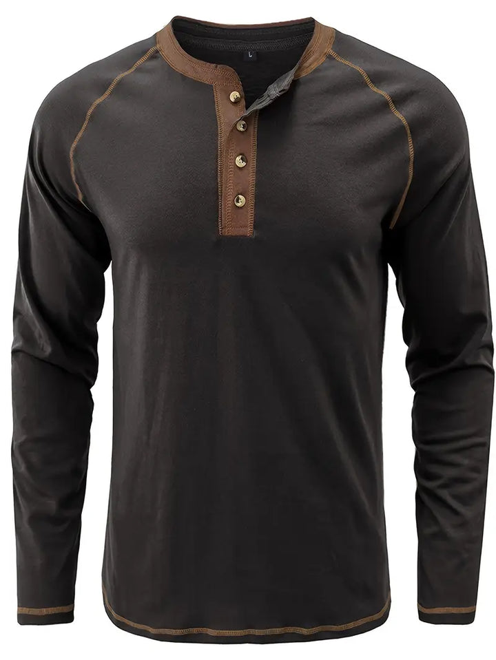 Sharma - Camicia Henley a Maniche Lunghe Con Collo Rotondo
