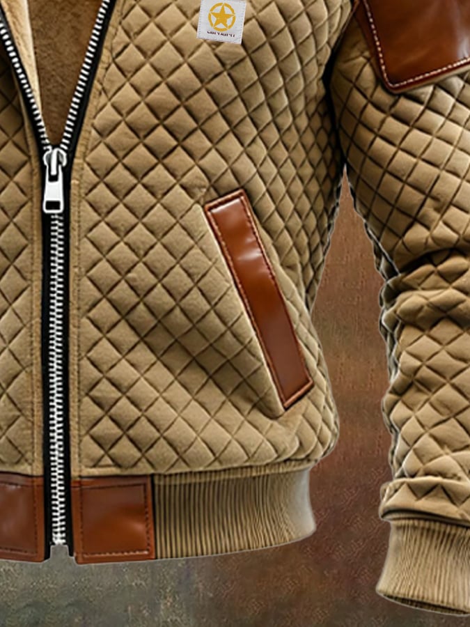 Richardson - Giacca Outdoor In Pelle Con Motivo a Rombi