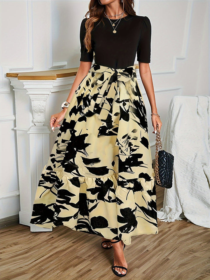 Nuray - Elegante Abito Floreale a Maniche Corte