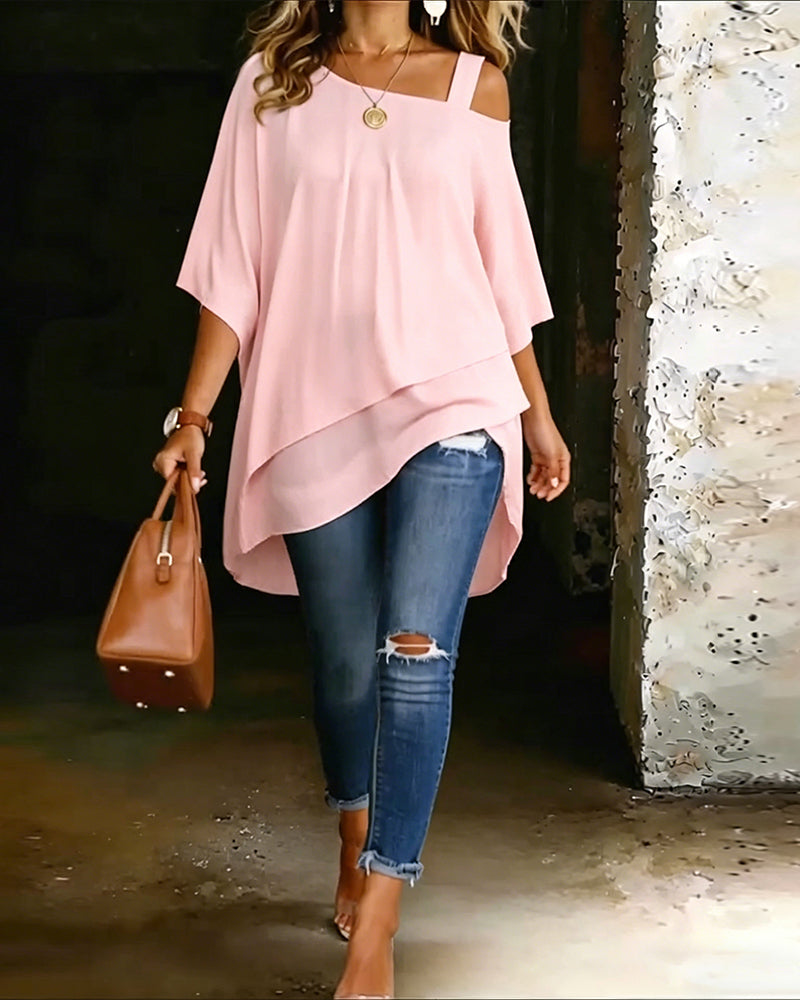 Aurona - Camicetta Casual Con Spalle Scoperte E Taglio Asimmetrico