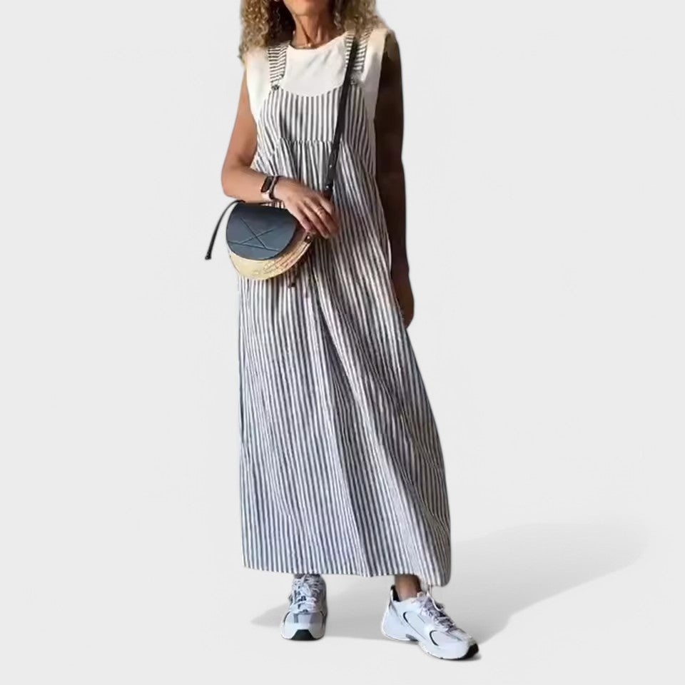Guzel - Abito Lungo Elegante Con Stampa A Righe