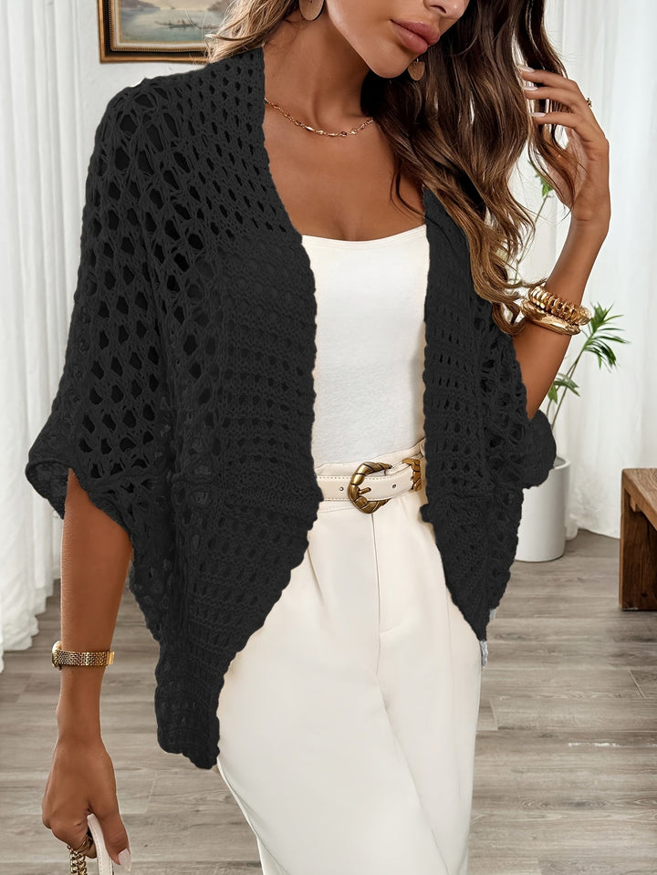 Etleva - Elegante Cardigan Traforato Con Maniche A Pipistrello