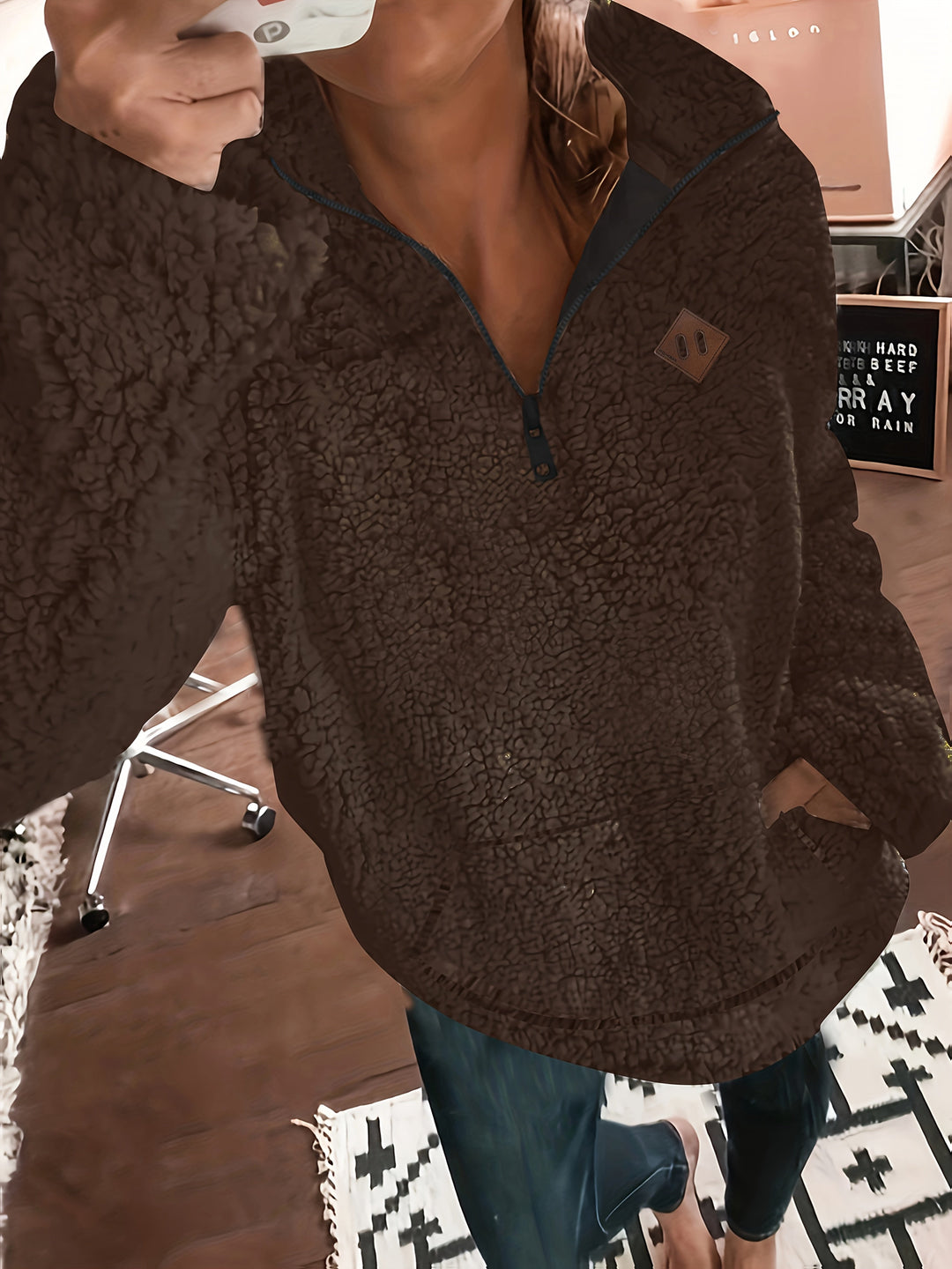 Willemien - Felpa Con Zip In Pile a Maniche Lunghe