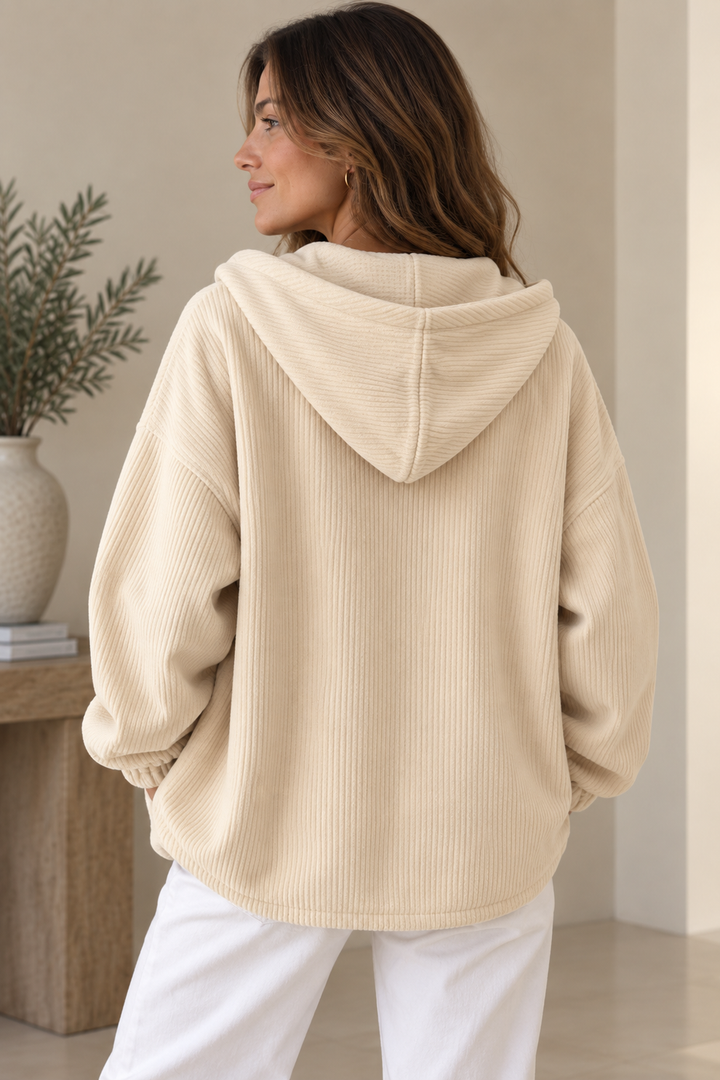 Nalina - Giacca Oversize Con Cappuccio in Velluto a Coste