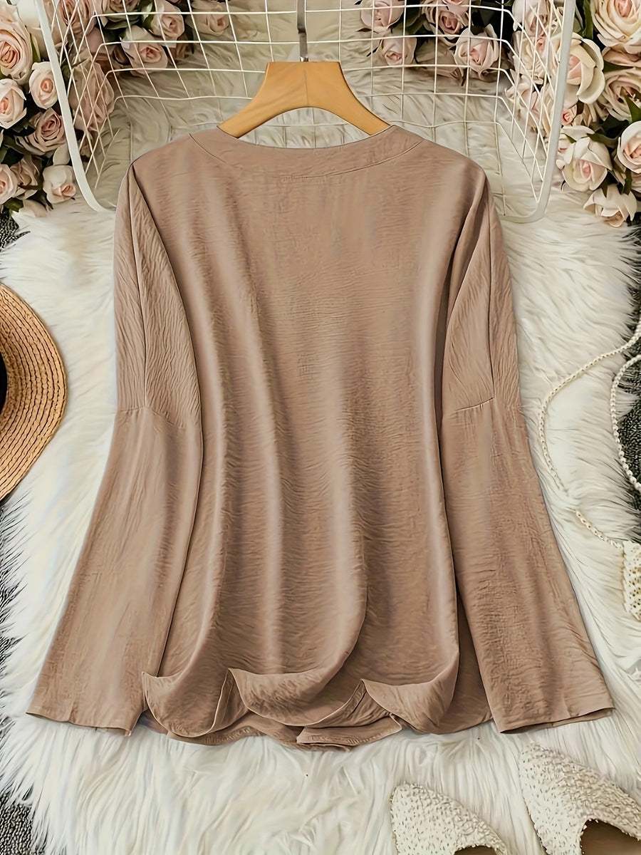 Shawna - Camicetta Con Scollo a V e Maniche Lunghe