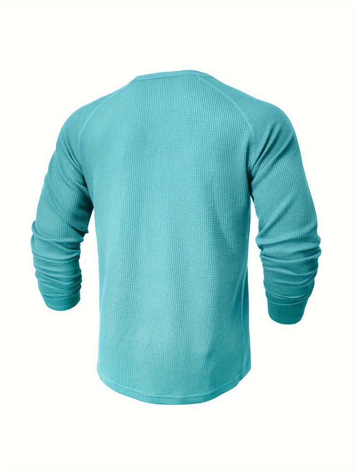 Jarik - Maglietta Henley a Maniche Lunghe Con Trama in Rilievo