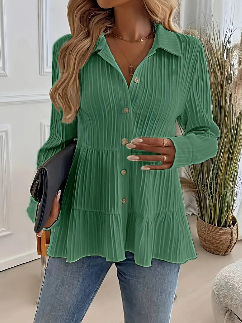 Majlinda - Elegante Camicia a Maniche Lunghe Con Bottoni