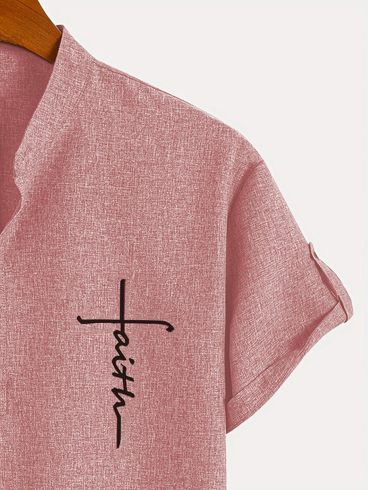 Elliott - Elegante Camicia a Maniche Corte Con Collo Alto