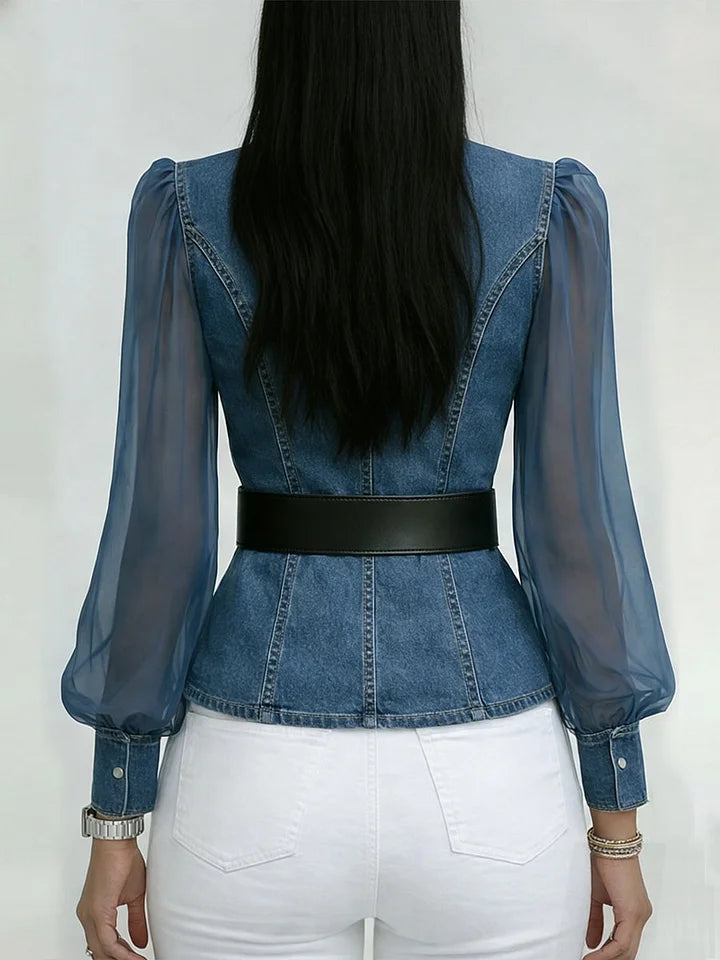 Thakshila - Camicetta in Denim a Taglio Strutturato