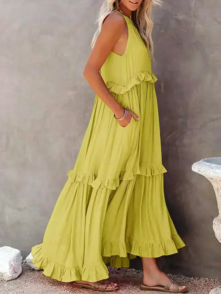 ayley - Elegante Abito Senza Maniche Con Volant