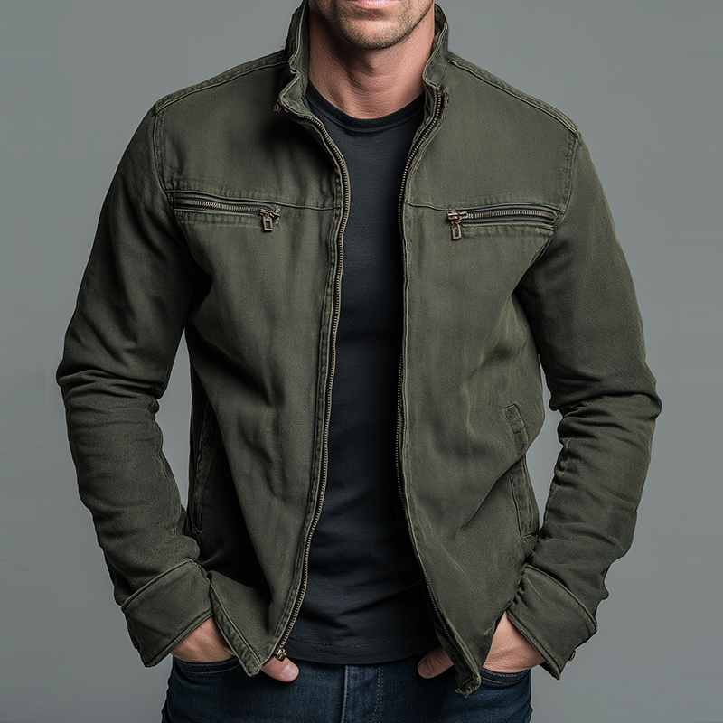 Leanar - Elegante Giacca in Denim Con Cerniera